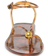 Dolce Vita Kenley Tortoise Vinyl Strappy Hardware Ankle Wrap Sandals