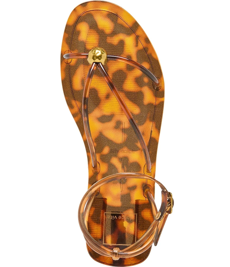 Dolce Vita Kenley Tortoise Vinyl Strappy Hardware Ankle Wrap Sandals