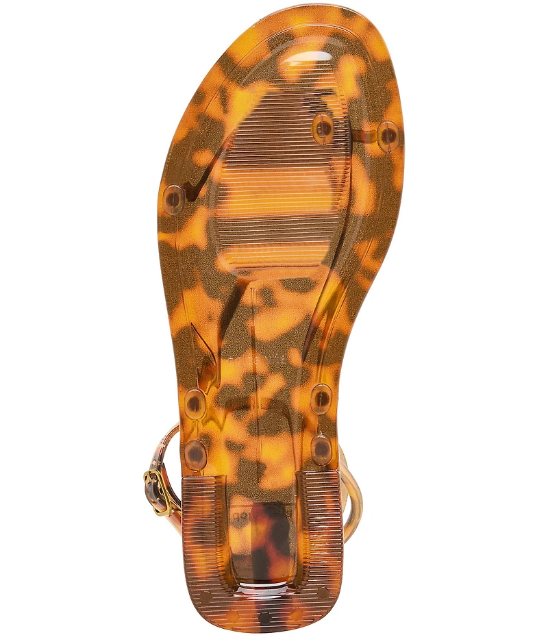 Dolce Vita Kenley Tortoise Vinyl Strappy Hardware Ankle Wrap Sandals