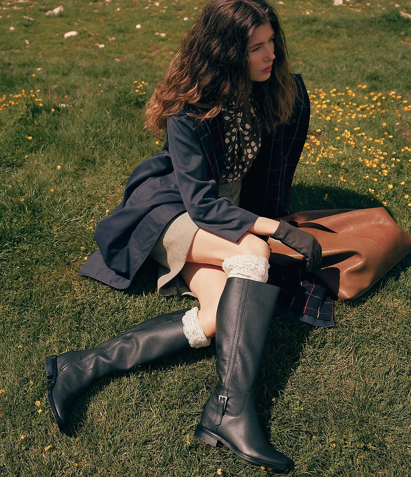 Dolce Vita Kilian H2O Waterproof Leather Buckle Hardware Tall Riding Boots