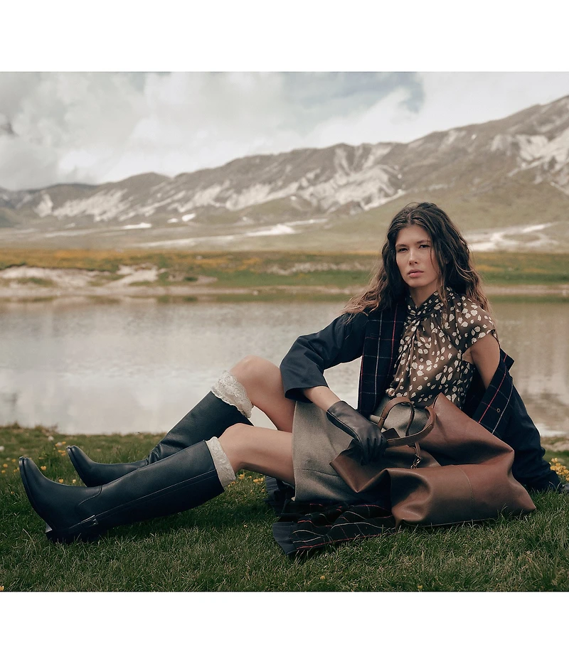 Dolce Vita Kilian H2O Waterproof Leather Buckle Hardware Tall Riding Boots