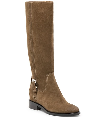 Dolce Vita Kilian H2O Waterproof Suede Buckle Hardware Tall Riding Boots
