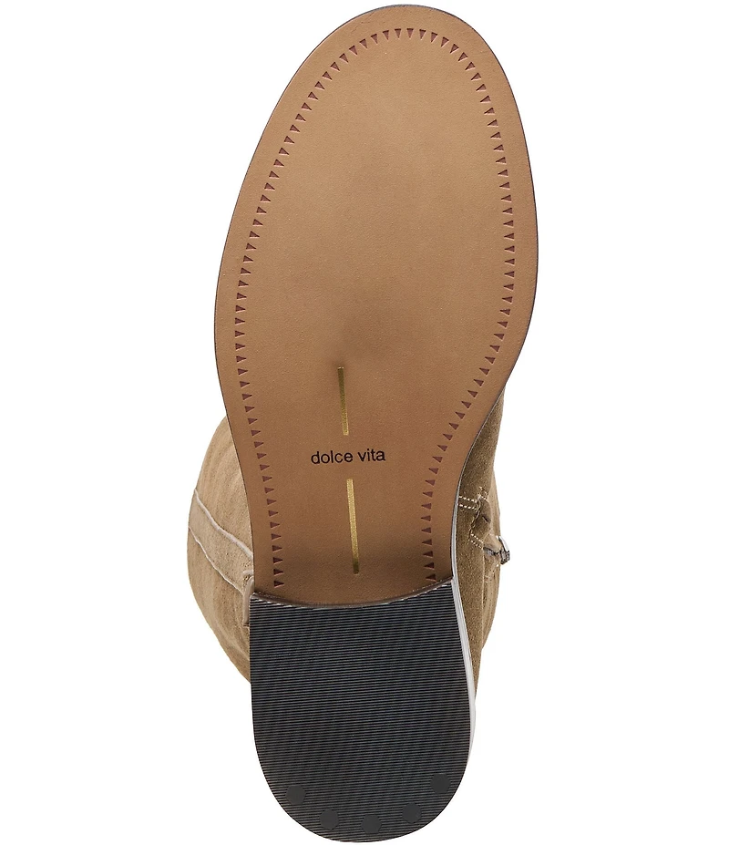 Dolce Vita Kilian H2O Waterproof Suede Buckle Hardware Tall Riding Boots