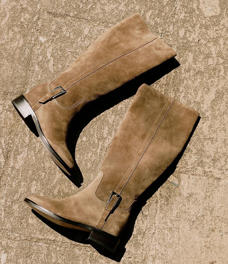 Dolce Vita Kilian H2O Waterproof Suede Buckle Hardware Tall Riding Boots