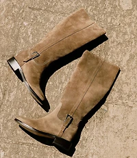 Dolce Vita Kilian H2O Waterproof Suede Buckle Hardware Tall Riding Boots