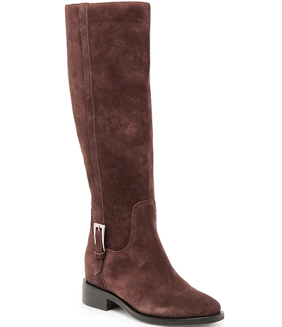 Dolce Vita Kilian H2O Waterproof Suede Buckle Hardware Tall Riding Boots