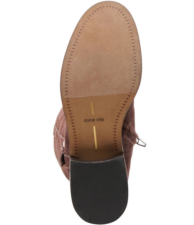 Dolce Vita Kilian H2O Waterproof Suede Buckle Hardware Tall Riding Boots