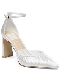 Dolce Vita Kylo Satin Pleated Ankle Strap Pumps