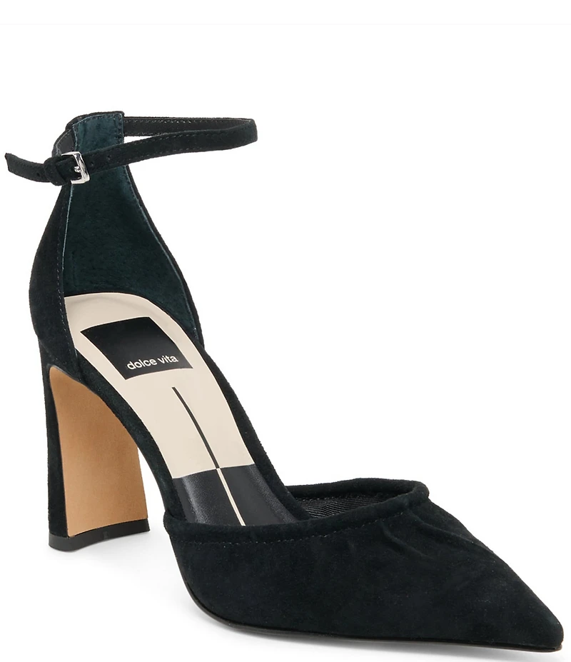 Dolce Vita Kylo Suede Pleated Ankle Strap Pumps