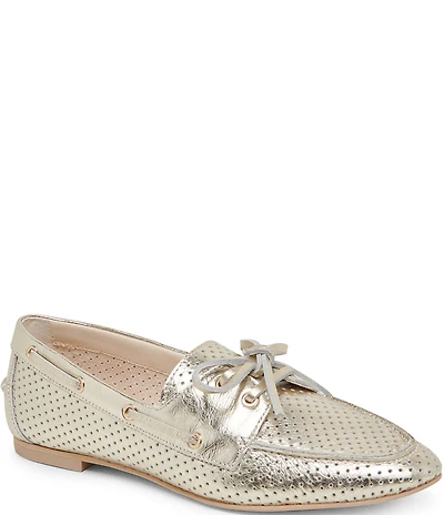 Dolce Vita Lakin Perforated Leather Bow Detail Boat Shoes