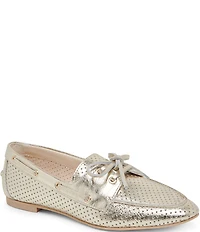 Dolce Vita Lakin Perforated Leather Bow Detail Boat Shoes