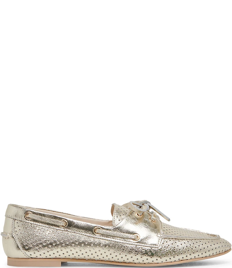 Dolce Vita Lakin Perforated Leather Bow Detail Boat Shoes