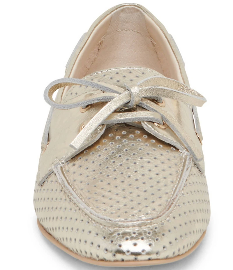 Dolce Vita Lakin Perforated Leather Bow Detail Boat Shoes