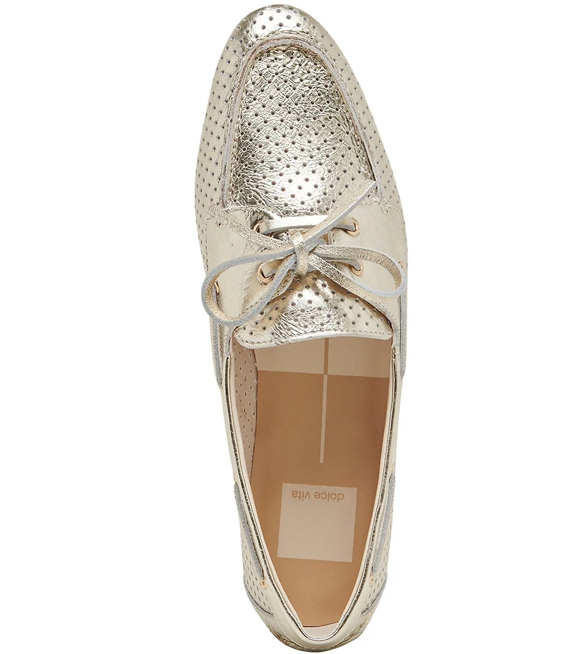 Dolce Vita Lakin Perforated Leather Bow Detail Boat Shoes