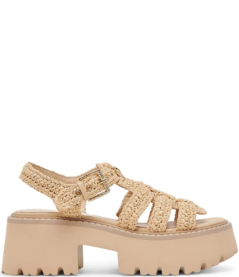 Dolce Vita Latice Raffia Chunky Fisherman Inspired Platform Sandals