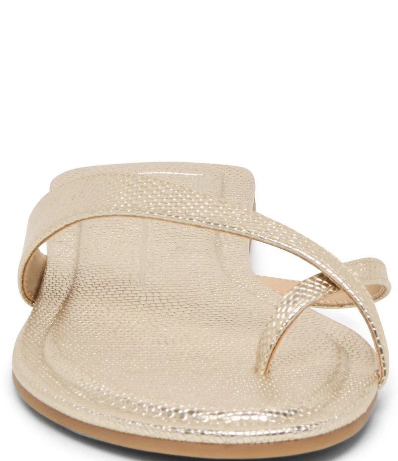 Dolce Vita Lenex Metallic Lizard Embossed Leather Thong Sandals