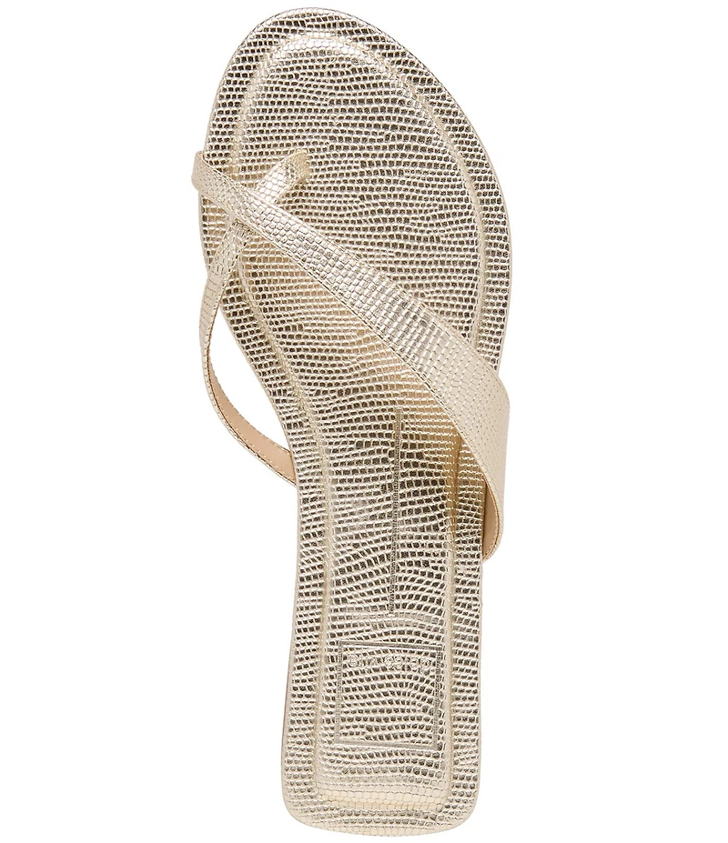Dolce Vita Lenex Metallic Lizard Embossed Leather Thong Sandals