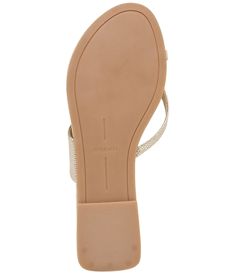 Dolce Vita Lenex Metallic Lizard Embossed Leather Thong Sandals