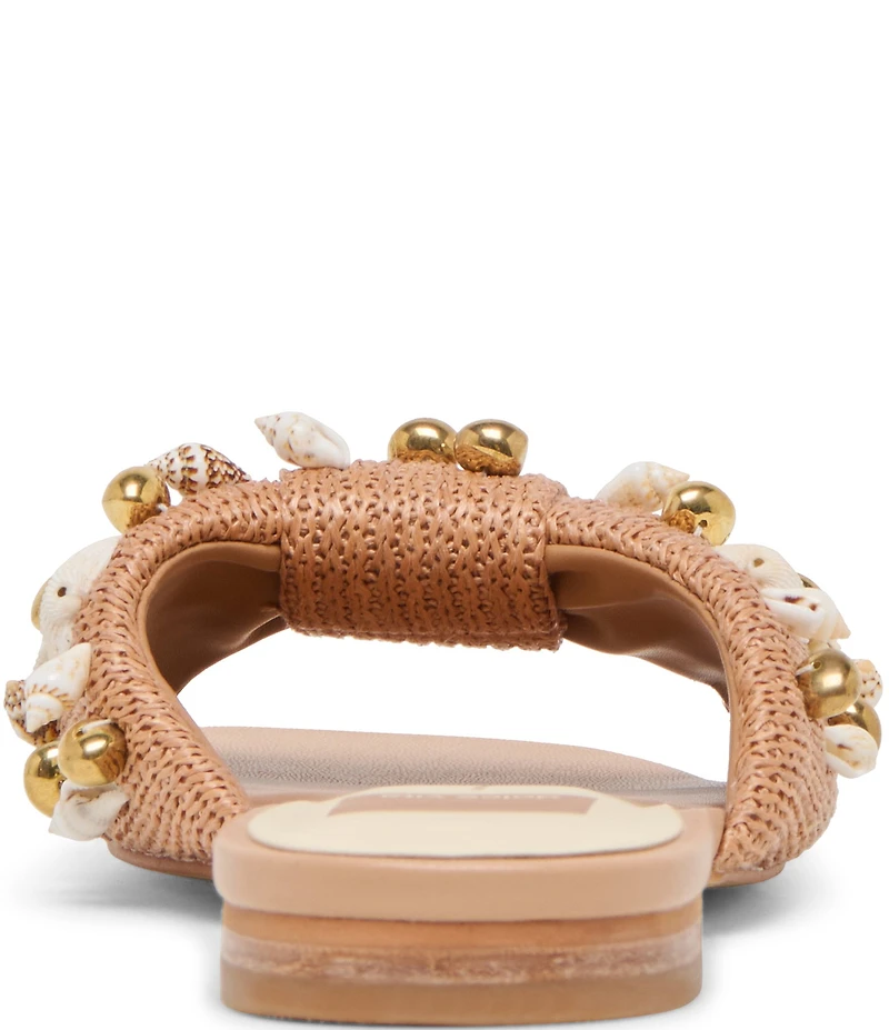 Dolce Vita Lizza Raffia Shell Embellished Slide Sandals