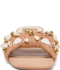Dolce Vita Lizza Raffia Shell Embellished Slide Sandals
