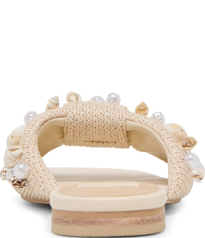 Dolce Vita Lizza Raffia Shell Embellished Slide Sandals