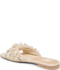 Dolce Vita Lizza Raffia Shell Embellished Slide Sandals
