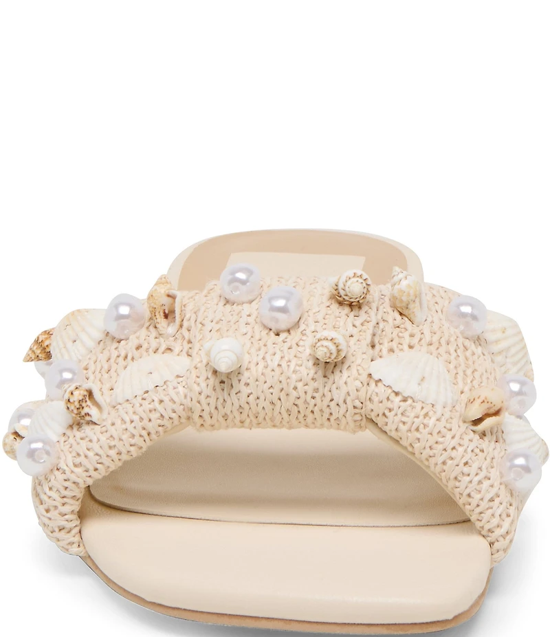 Dolce Vita Lizza Raffia Shell Embellished Slide Sandals