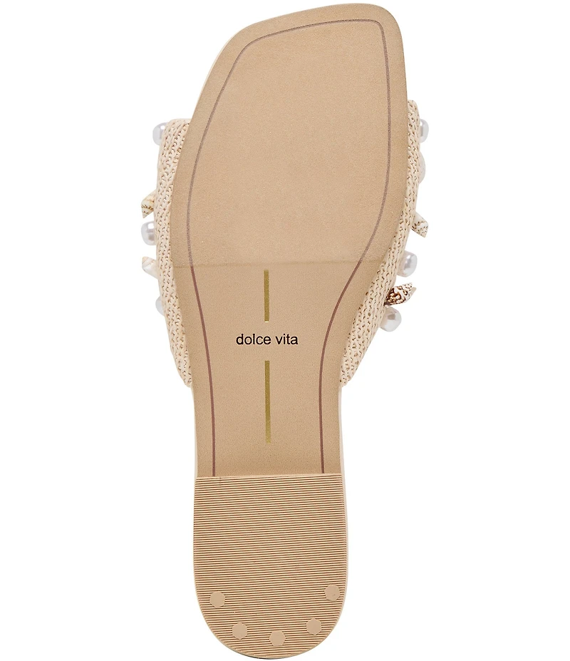 Dolce Vita Lizza Raffia Shell Embellished Slide Sandals