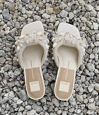 Dolce Vita Lizza Raffia Shell Embellished Slide Sandals