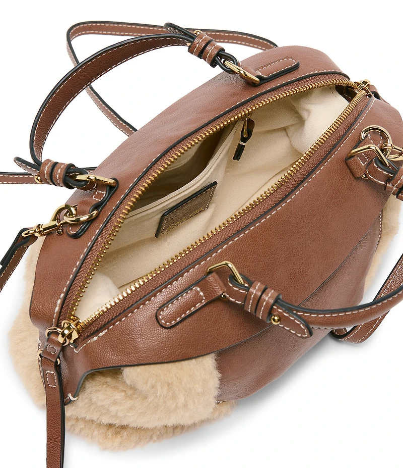 Dolce Vita Luna Mixed Media Sherling Satchel Bag