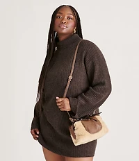 Dolce Vita Luna Mixed Media Sherling Satchel Bag