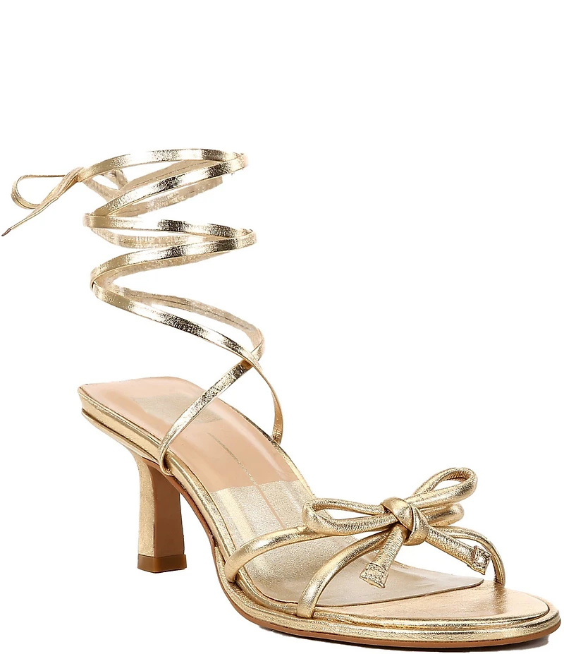Dolce Vita Maison Metallic Leather Strappy Bow Detail Heel Dress Sandals