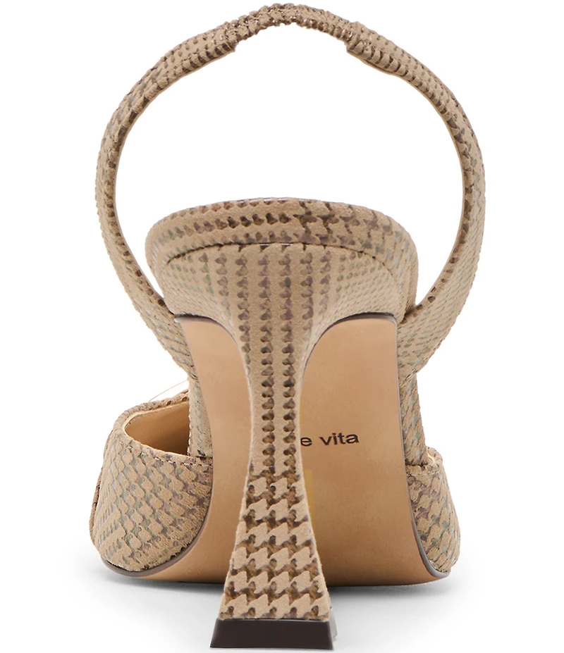 Dolce Vita Malik Houndstooth Printed Suede Chain Hardware Slingback Pumps