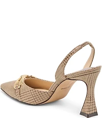 Dolce Vita Malik Houndstooth Printed Suede Chain Hardware Slingback Pumps