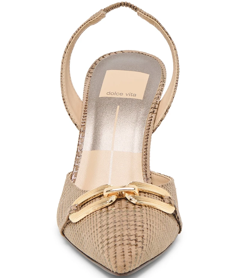 Dolce Vita Malik Houndstooth Printed Suede Chain Hardware Slingback Pumps