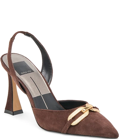 Dolce Vita Malik Suede Chain Hardware Slingback Pumps