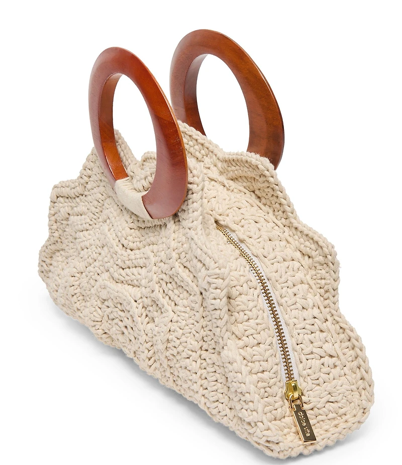 Dolce Vita Maren Crochet Top Wood Handle Satchel Bag