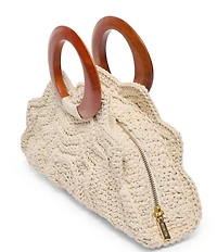 Dolce Vita Maren Crochet Top Wood Handle Satchel Bag
