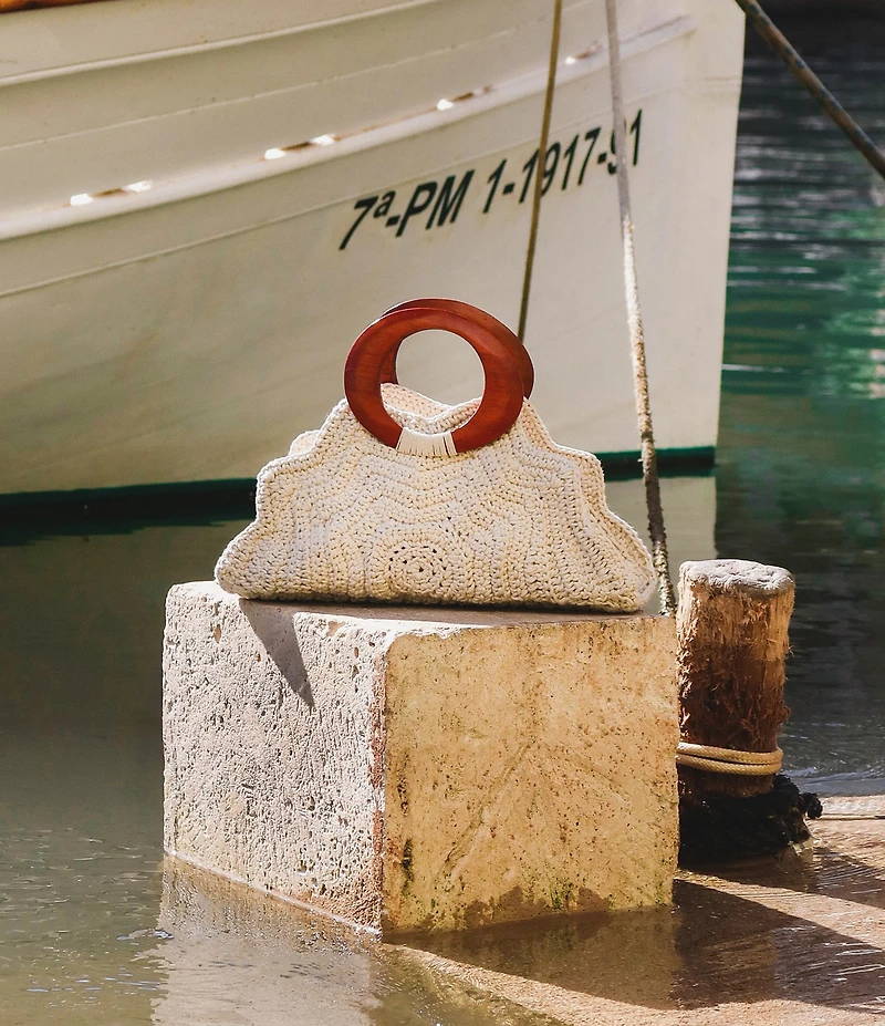 Dolce Vita Maren Crochet Top Wood Handle Satchel Bag