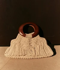 Dolce Vita Maren Crochet Top Wood Handle Satchel Bag