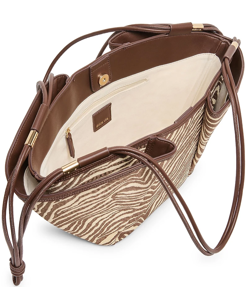 Dolce Vita Maro Raffia Zebra Print Tote Bag