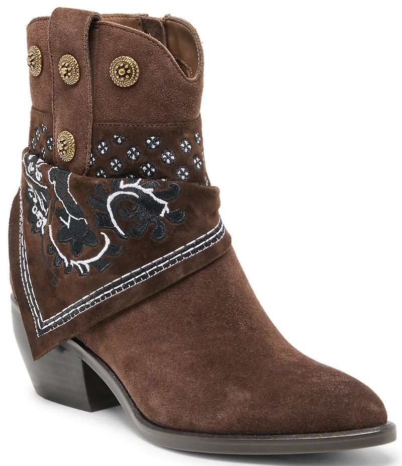 Dolce Vita Mekala Suede Bandana Detail Western Booties
