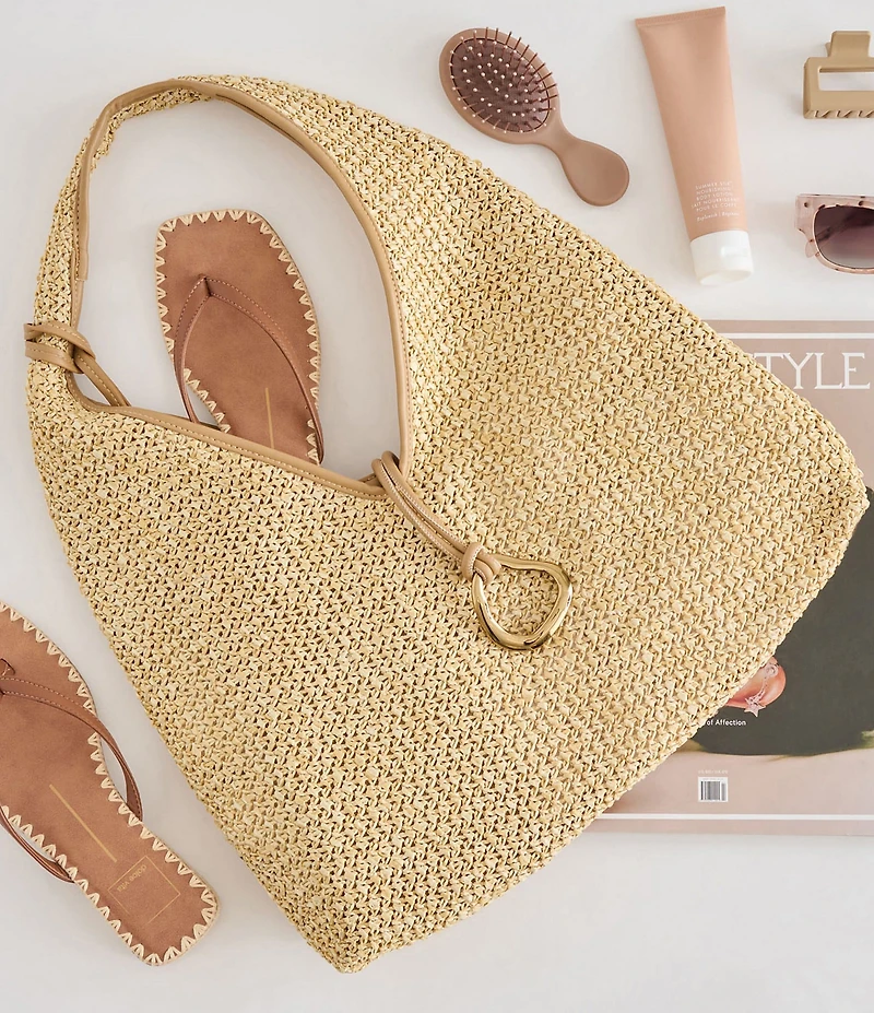 Dolce Vita Raffia Hardware Detail Hobo Bag