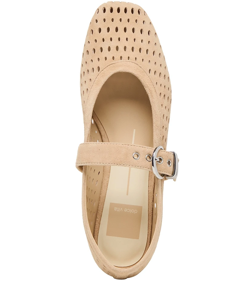 Dolce Vita Mikel Perforated Suede Mary Jane Ballet Flats