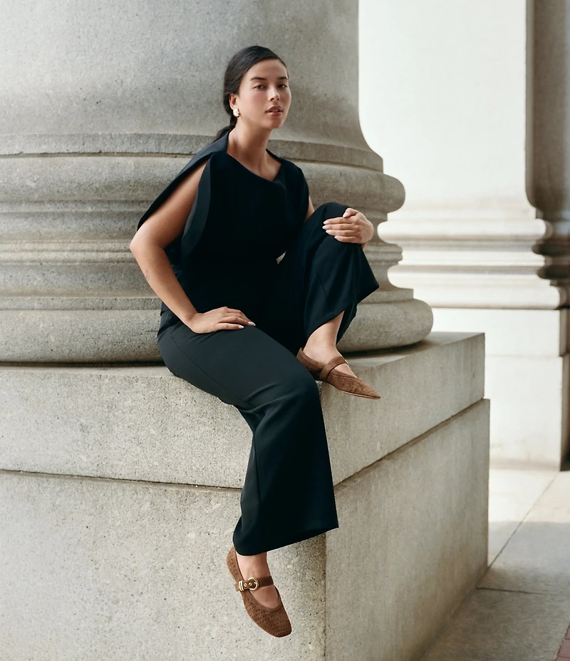 Dolce Vita Mikela Perforated Suede Mary Jane Ballet Flats