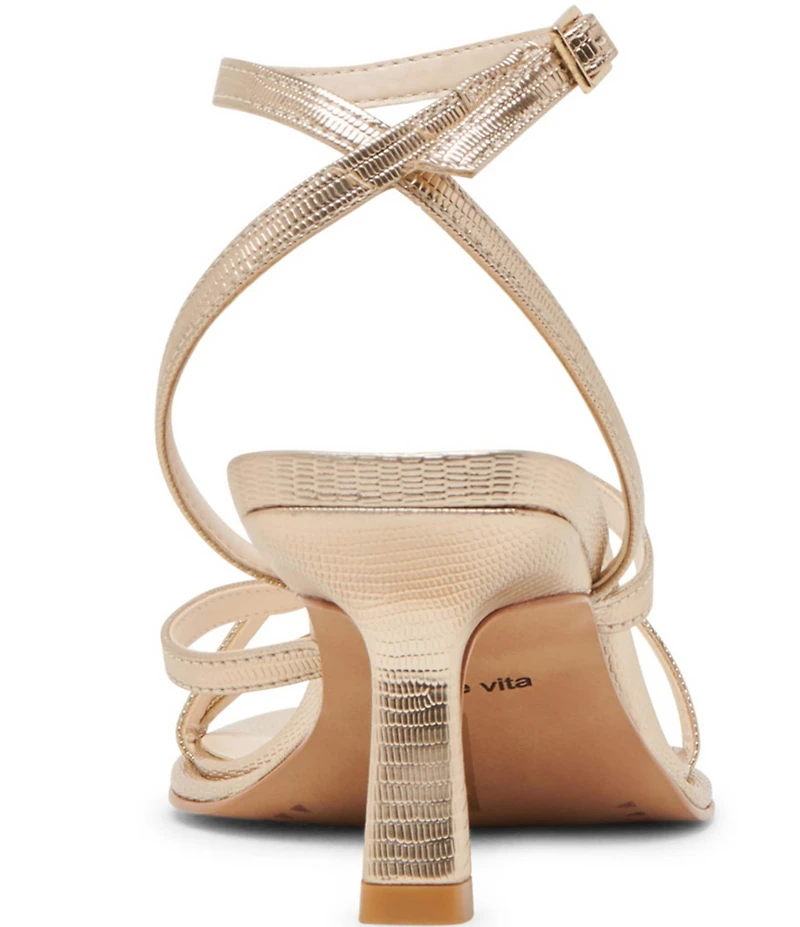 Dolce Vita Morah Metallic Embossed Leather Ankle Strap Toe Loop Dress Sandals