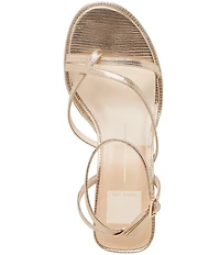 Dolce Vita Morah Metallic Embossed Leather Ankle Strap Toe Loop Dress Sandals