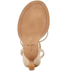 Dolce Vita Morah Metallic Embossed Leather Ankle Strap Toe Loop Dress Sandals