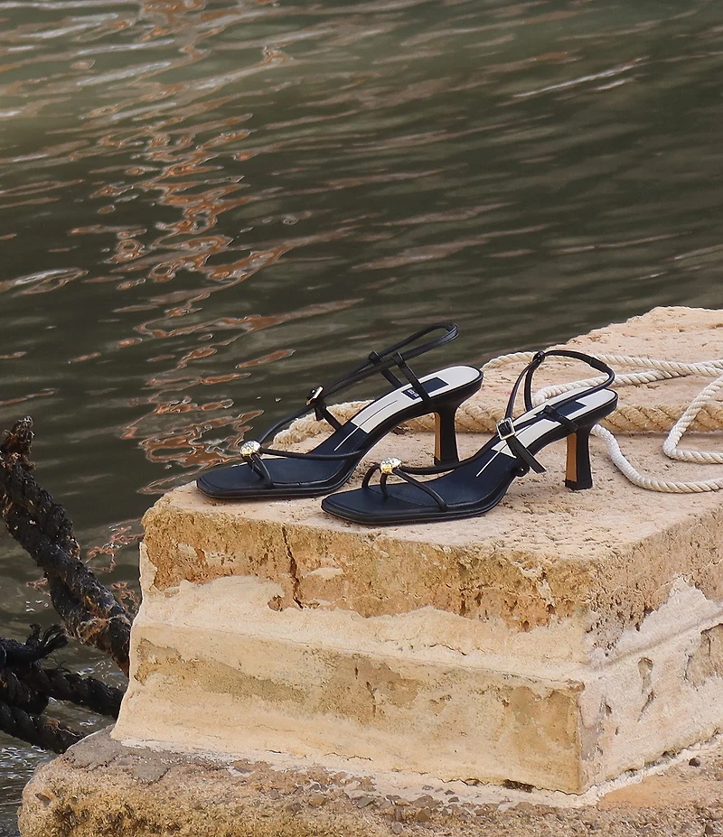 Dolce Vita Mylee Leather Strappy Metallic Hardware Dress Sandals