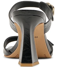 Dolce Vita Narcia Leather Buckle Hardware Banded Dress Slide Sandals